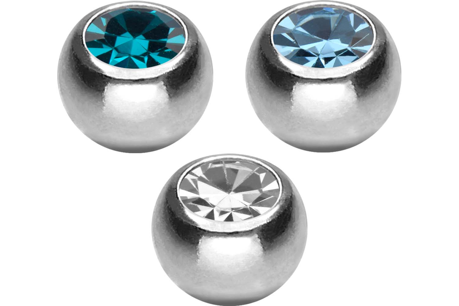 SET Titan Schraubkugel KRISTALL von Piercingline
